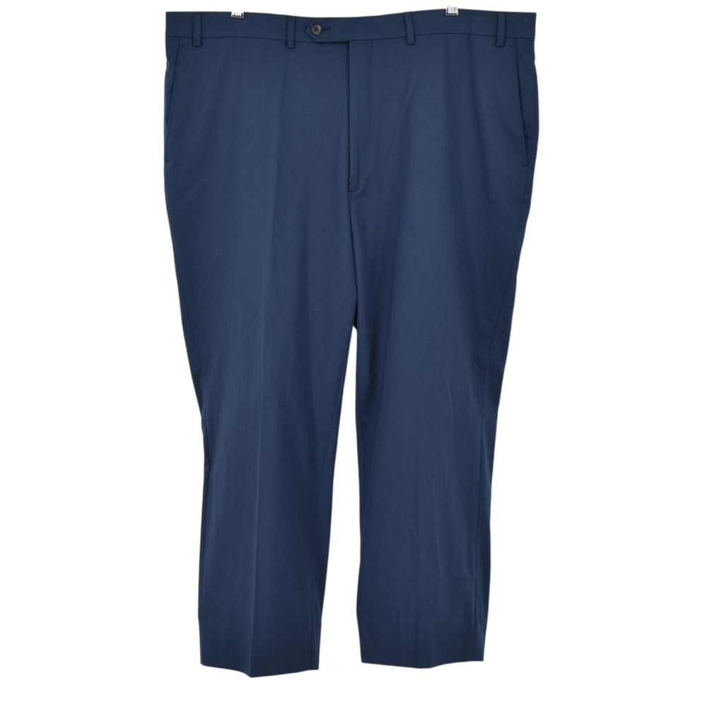 Hart Schaffner Marx Men's 42x26 Wool Stretch Dress Pants Navy Flat Front Slacks